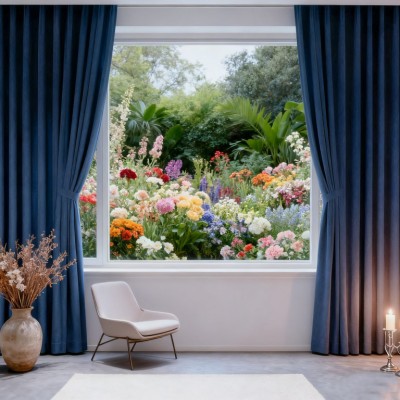 Total Blackout Chenille  Haze Blue Light-blocking High-end Living Room Bedroom Light Luxury Modern Simple Curtain